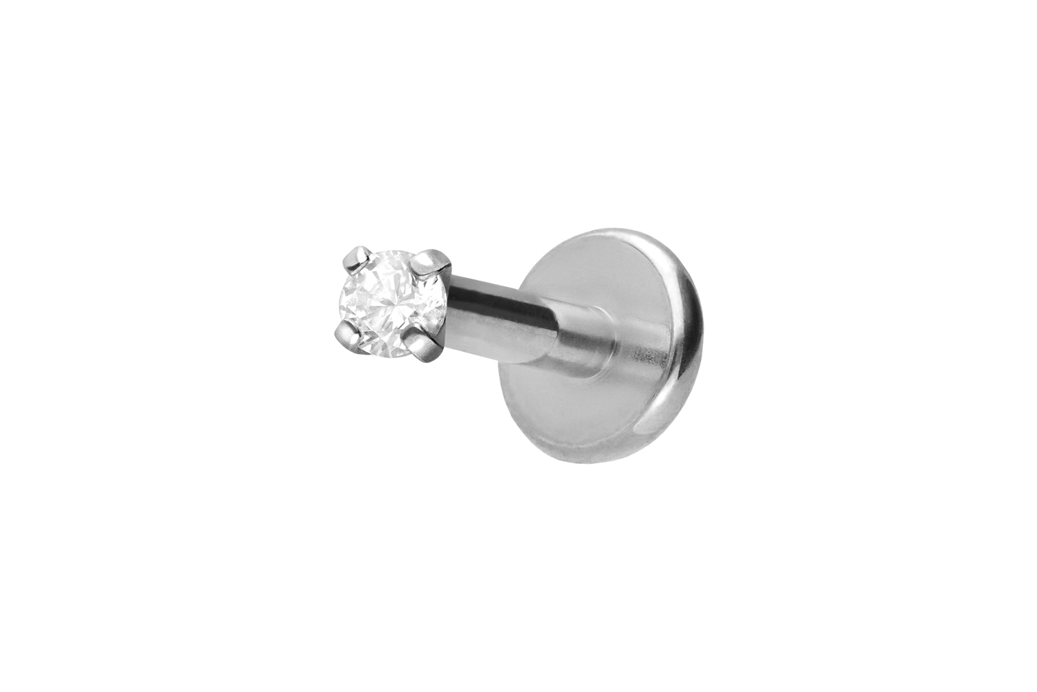 Titan Labret Piercing mit Innengewinde EINGEFASSTER KRISTALL